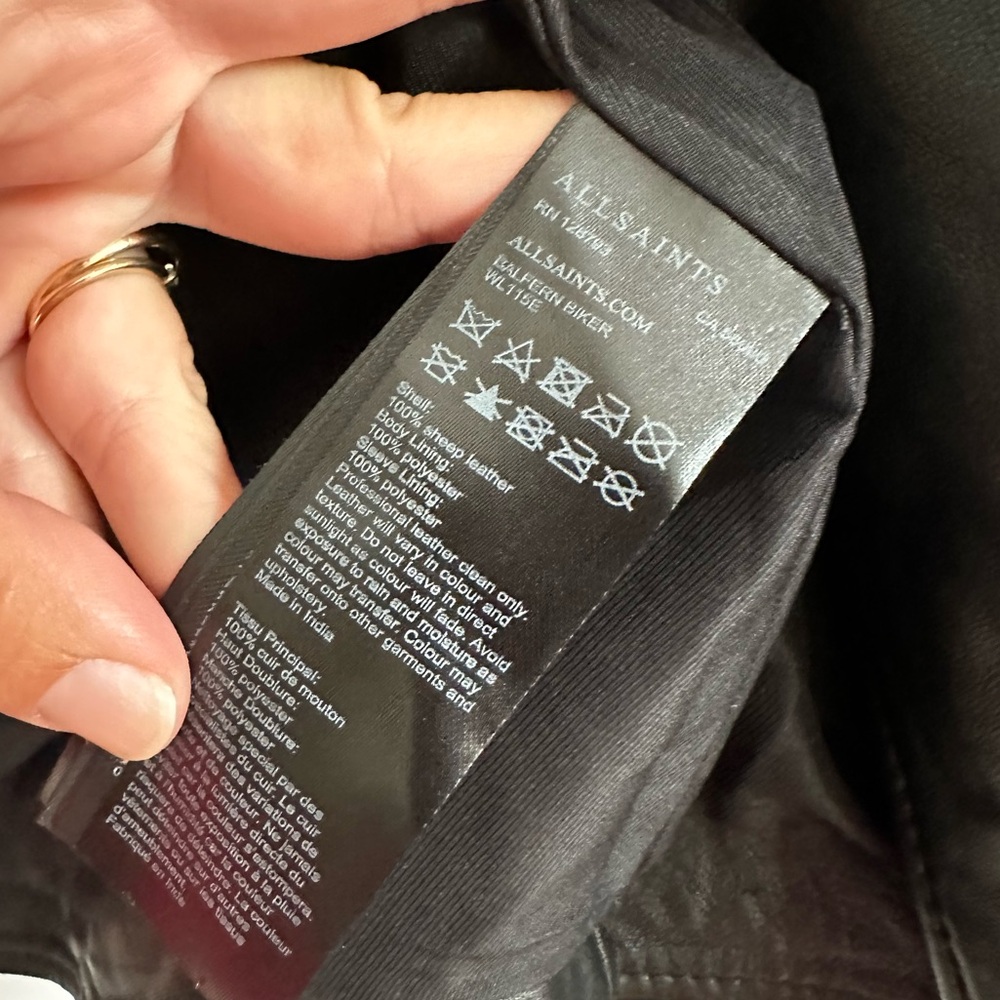 All‎ Saints Balfern Leather Biker Jacket Black- NWOT 0 - Picture 9 of 10
